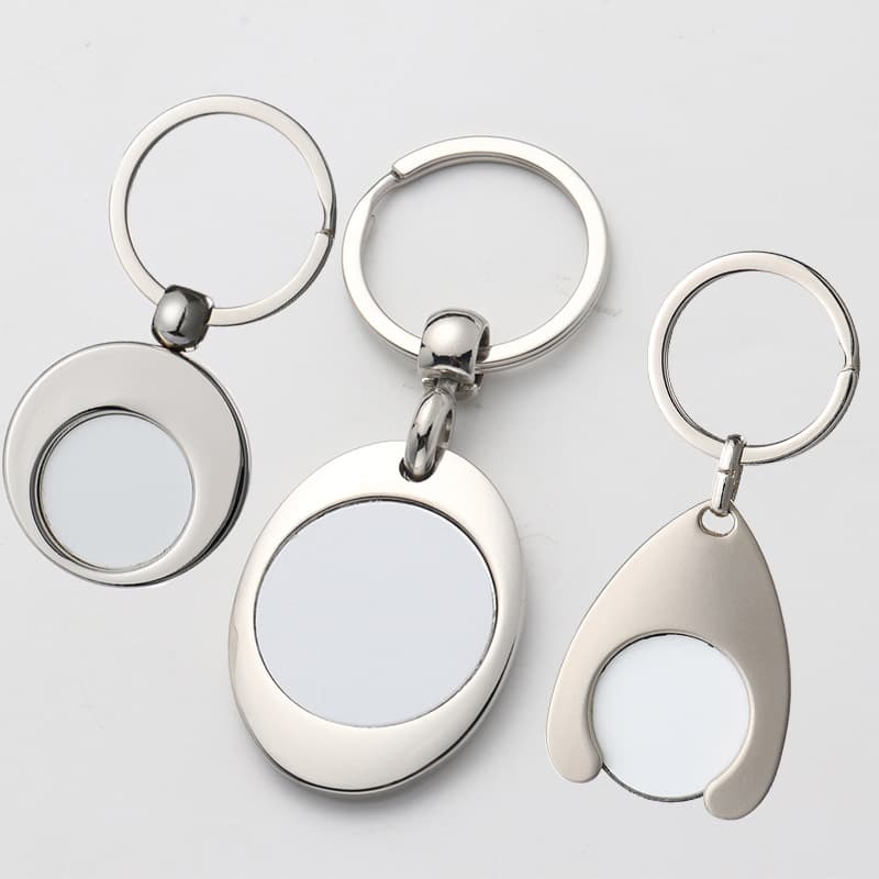 Cross-border EU/US Shopping Cart Token Keychain Heat Transfer Zinc Alloy Metal Sublimation Token Keychain