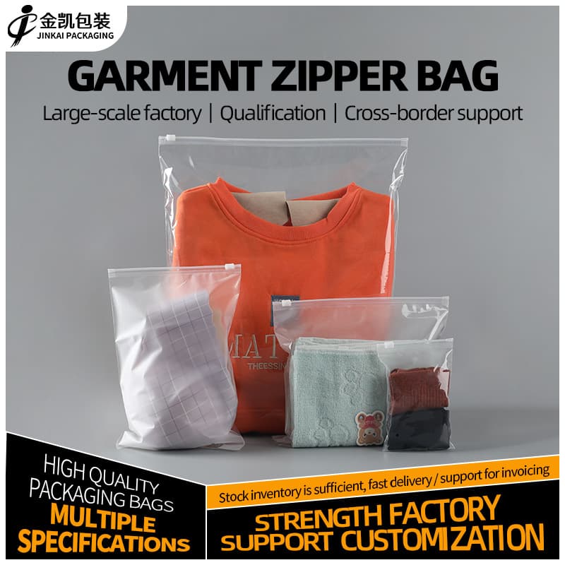 Transparent zipper bags for packaging garments