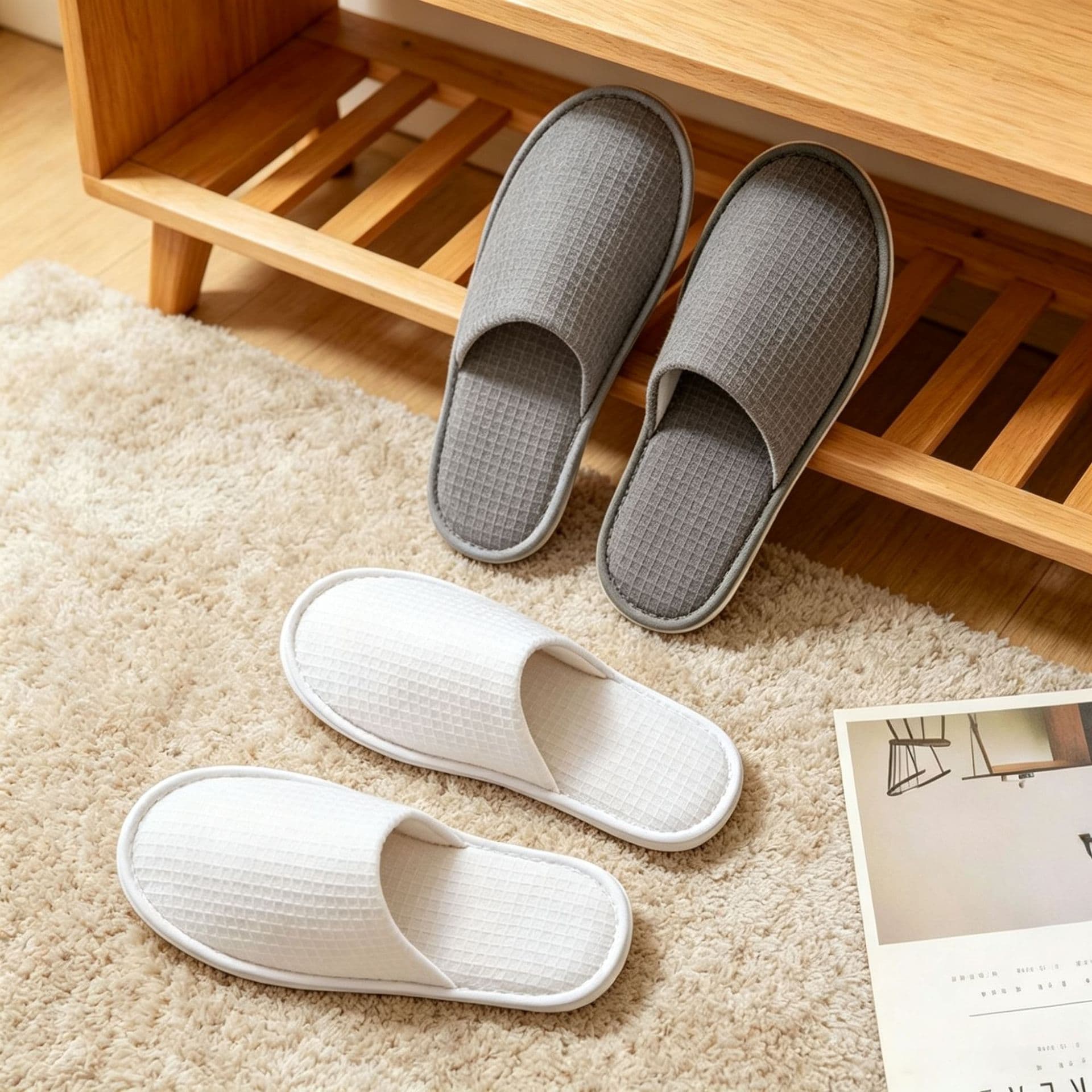Wholesale thickened disposable slippers eva home guest hotel bed and breakfast slippers manufacturer beauty salon waffle shoes