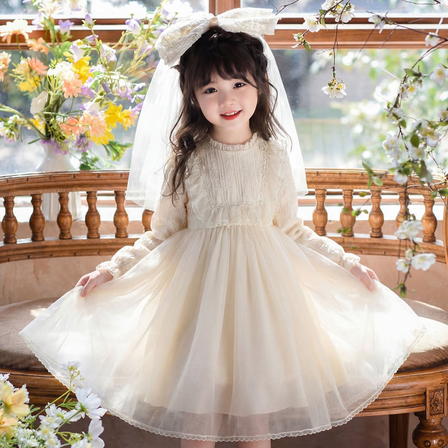 Girls' Spring Dress 2026 New Children's Fashionable Birthday Princess Dress Spring Gown Tulle Skirt