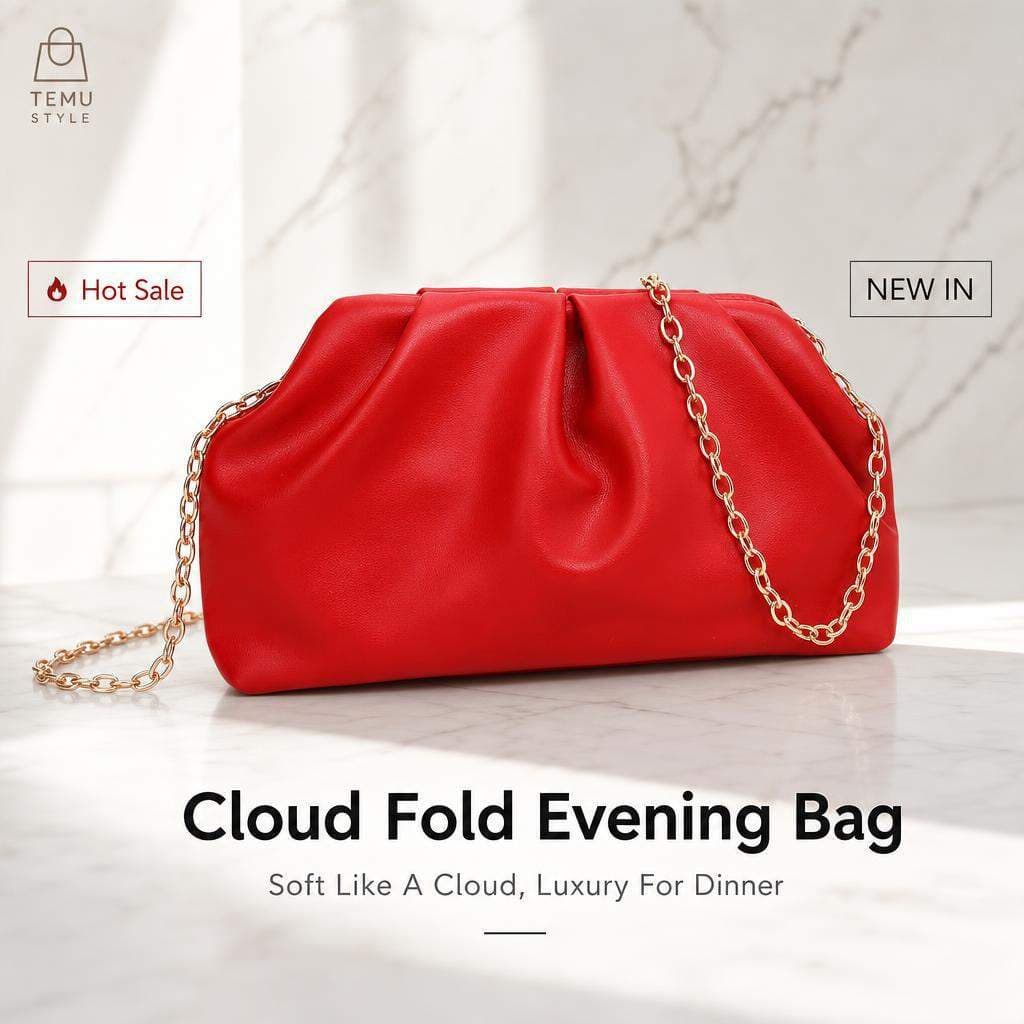 Cross-border Exclusive New Women's Bag Metallic Pleated Chain Shoulder Crossbody Bag Light Luxury Women's Clutch Evening Bag