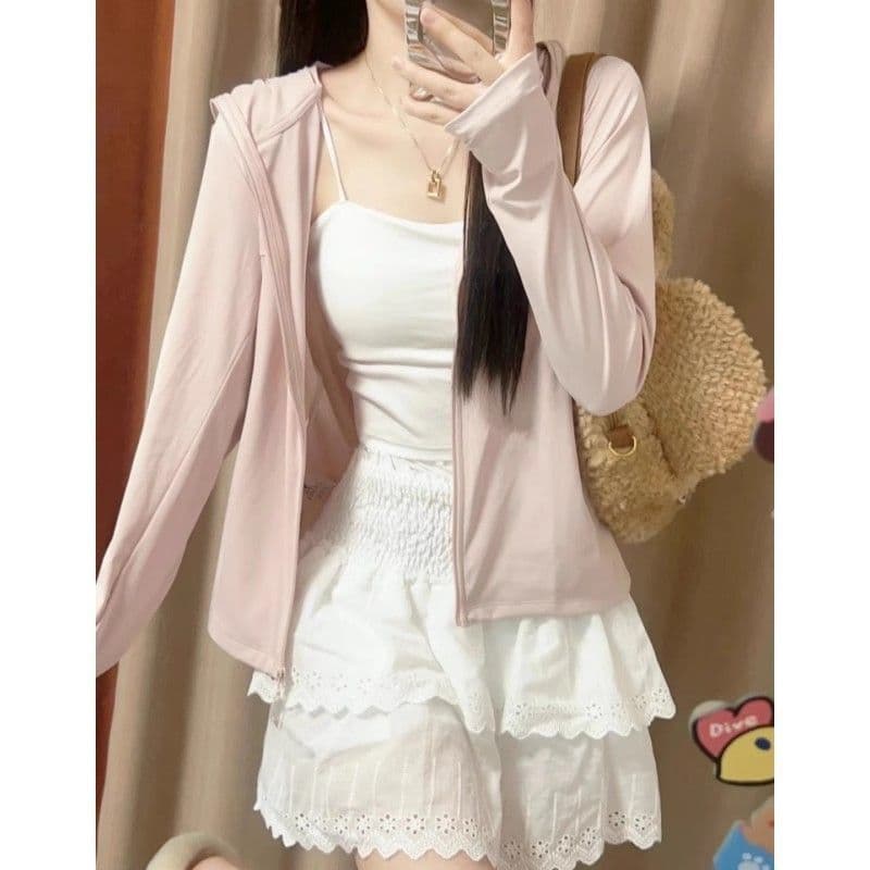 2025 New Sun Protection Jacket Breathable Ice Silk Pink Skinwear Women's Outerwear Summer Thin Anti-UV Coat UPF50+