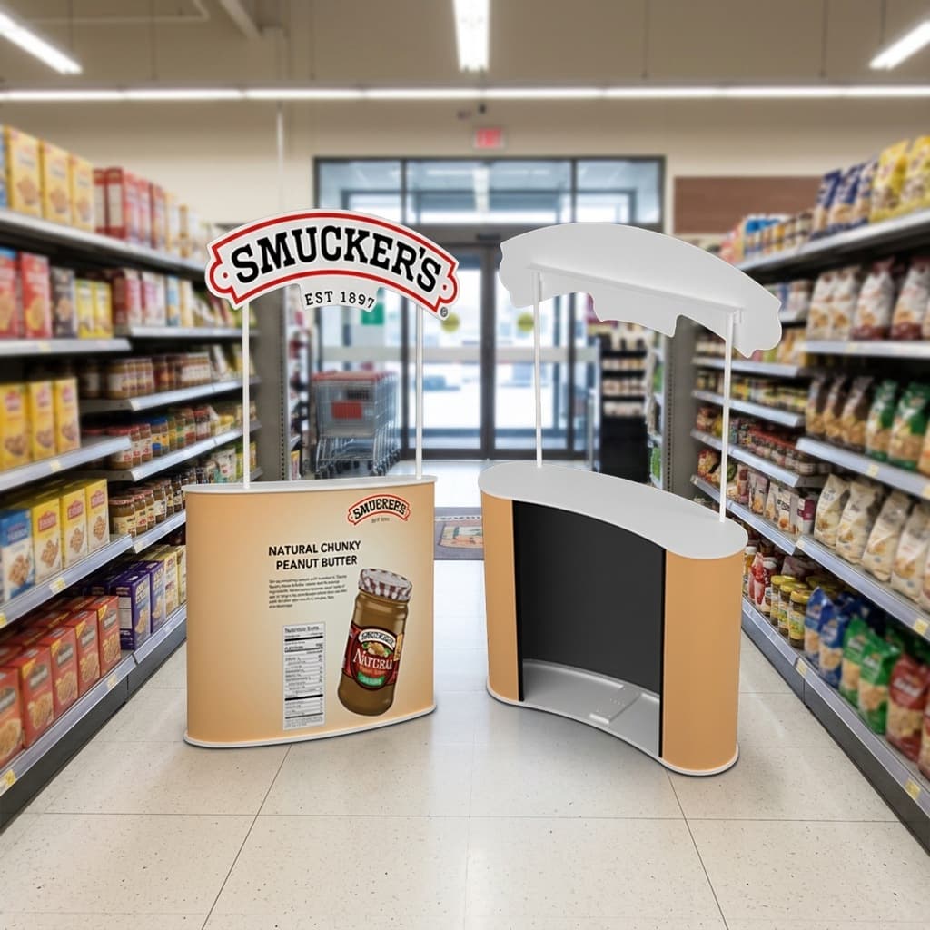 Cross-border Curved Corrugated Plastic Counter Front Desk Promotional Counter Portable with Shelf Reception Desk Lightweight Display Stand