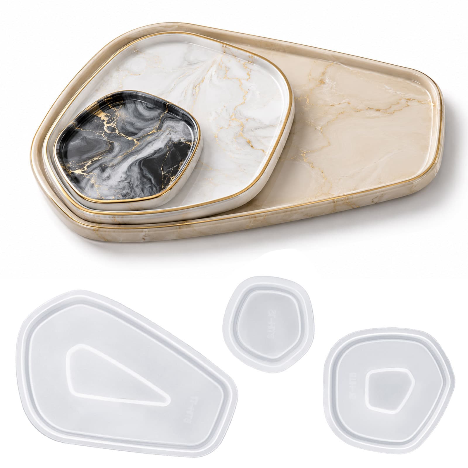 DIY Geometric Storage Key Tray Desktop Organizer Mold Crystal Epoxy Resin Gypsum Tray Mold Wholesale