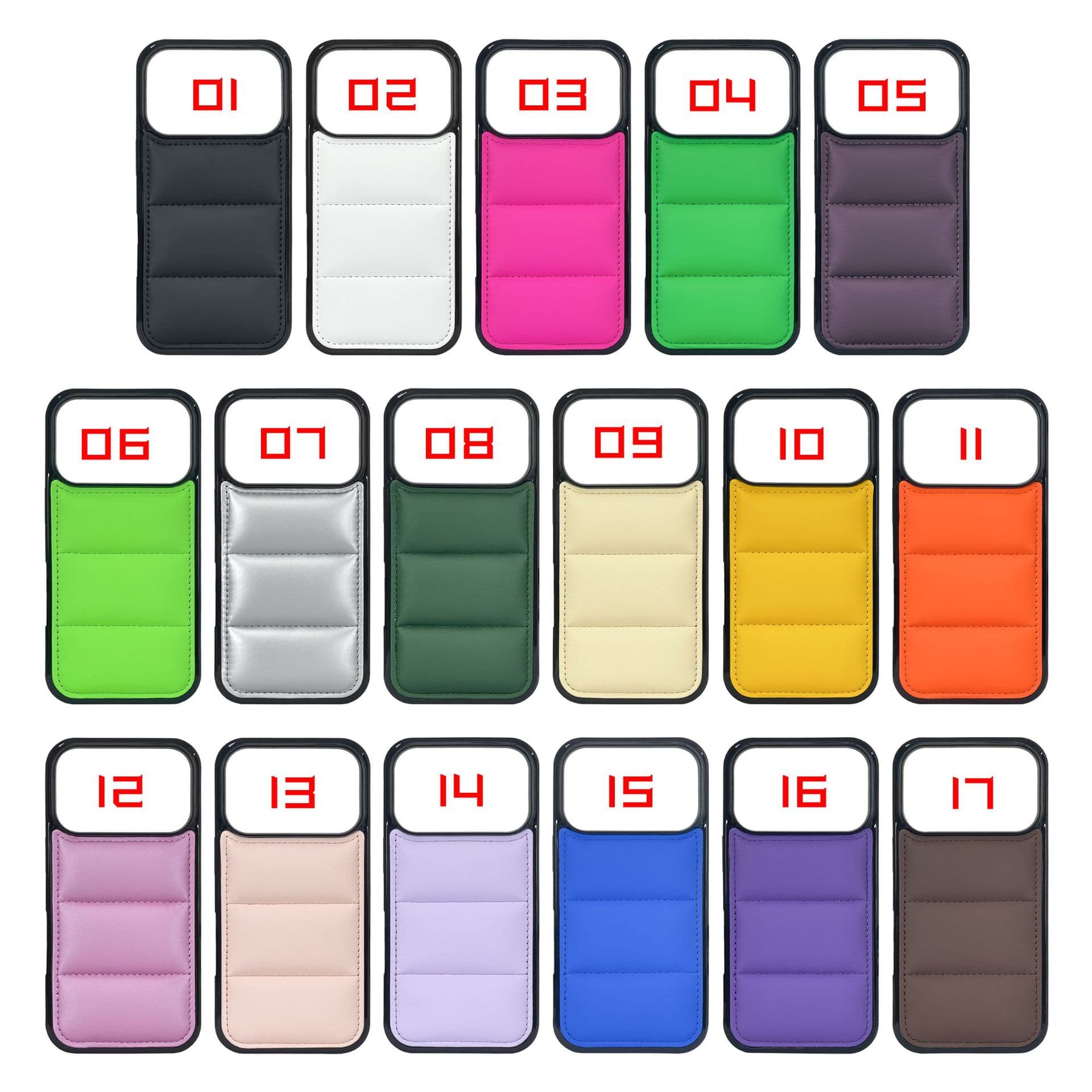 Solid Color Puffer Down Jacket Phone Case Compatible with Apple iPhone 17 Pro Max Series