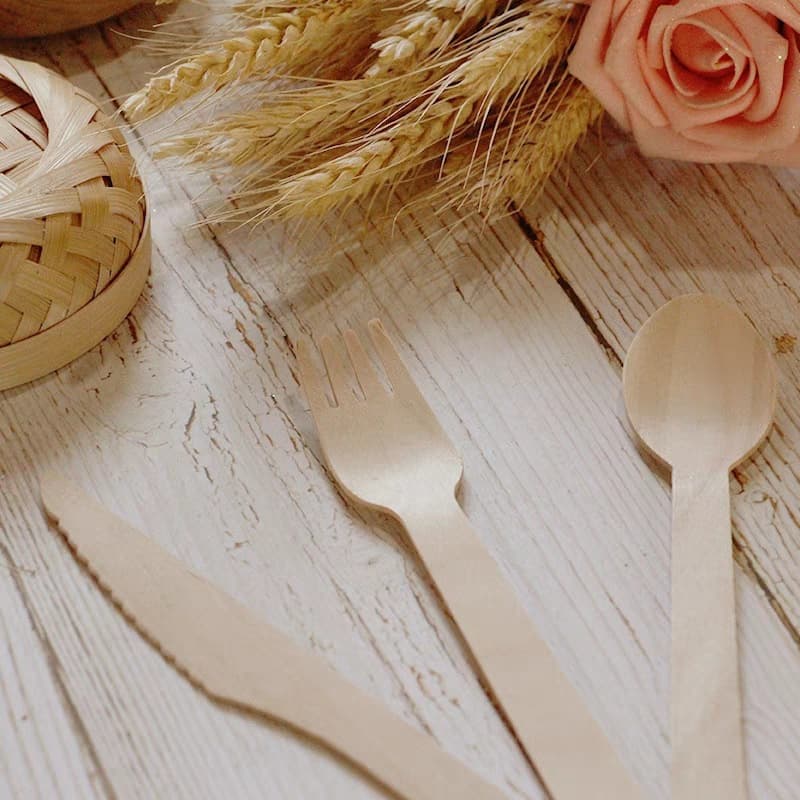 Factory Direct Wooden Cutlery Wooden Knife Fork Spoon Disposable Wooden Cutlery 16cm