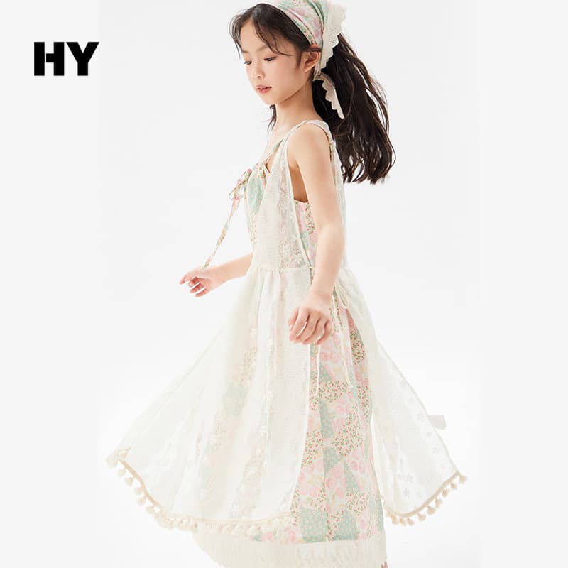 Girls Cotton Strap Dress 2026 Summer New Style Korean Summer Cool Dress for Middle and Older Kids Princess Dress
