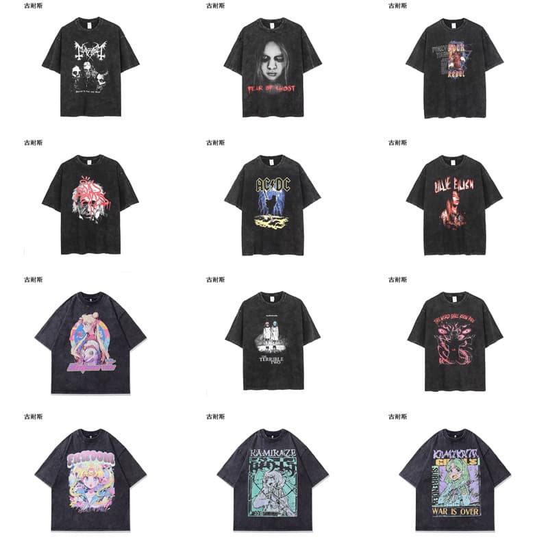 Wholesale Washed T-Shirt American Men's Streetwear Cross-Border Vintage Sleeveless Ins High-Street Printed Top