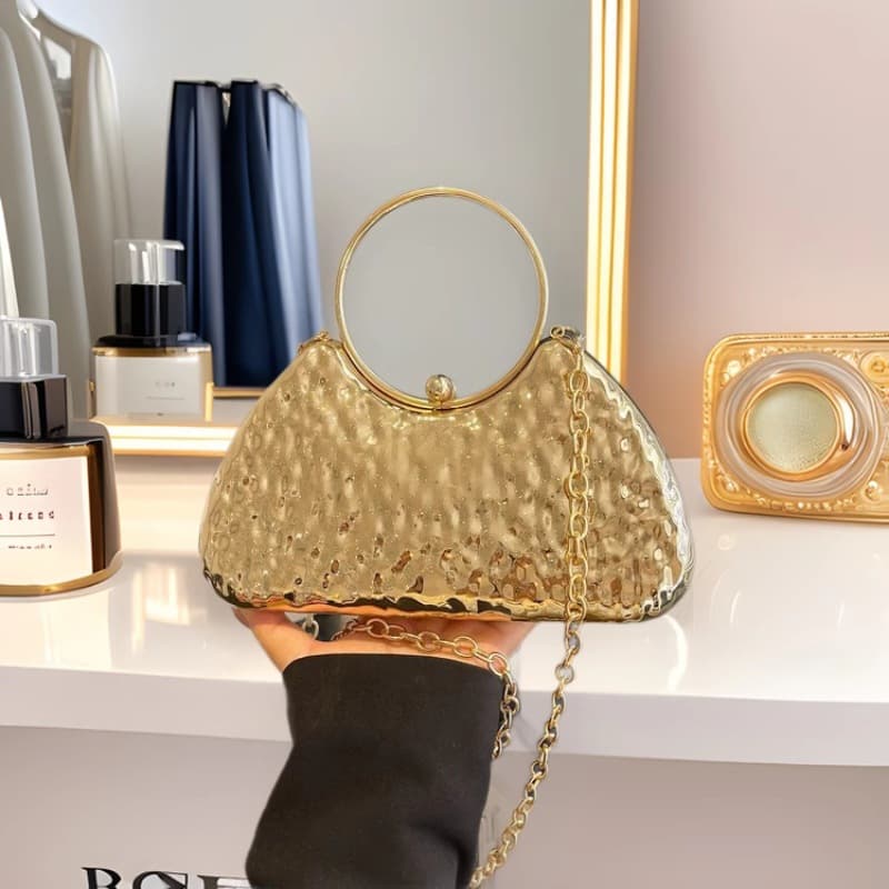 Cross-border trendy evening bag 2025 handbag, elegant banquet clutch, metal dress bag, chain bag