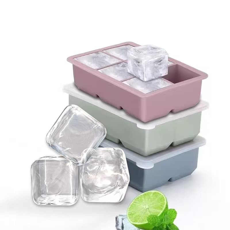 Large Grid Silicone Ice Cube Mold with Lid Home Use Refrigerator Self-Made Ice Tray Quick Freezing Easy Unmold Modern Simple Style