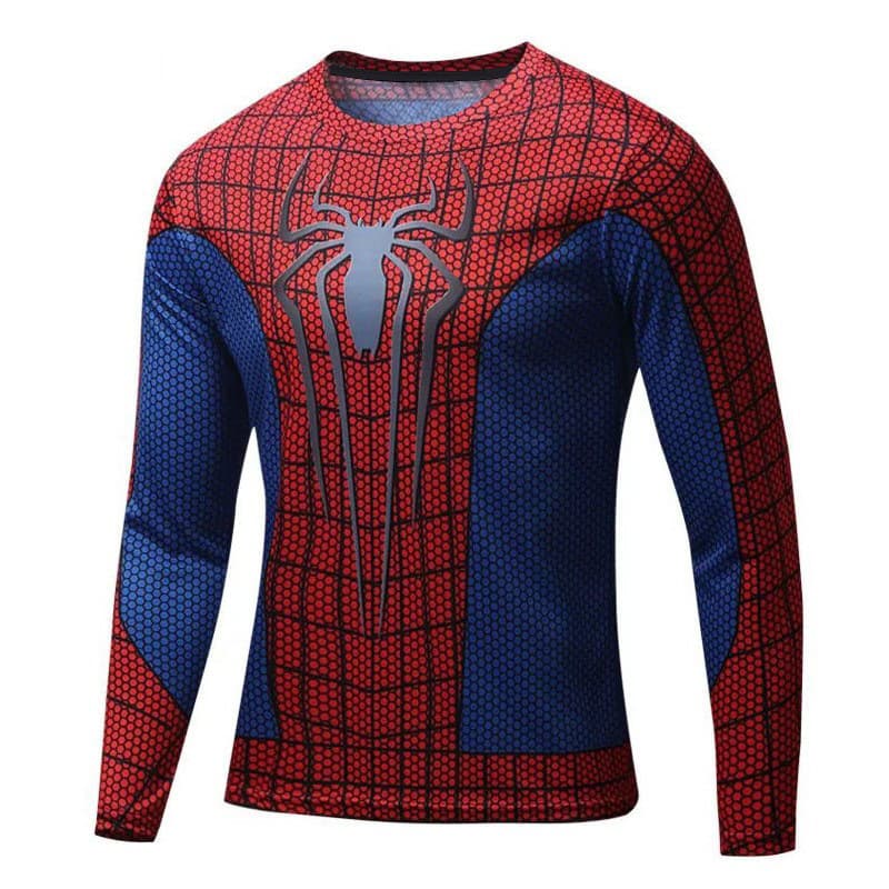 Qianxiong 3D Spider-Man Printed Fitness Bodysuit Sports Quick-Dry Marvel Short-Sleeve T-Shirt for Men