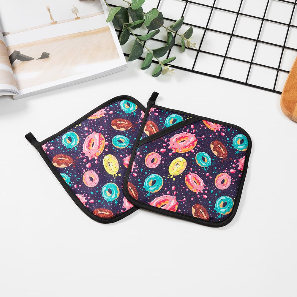 Kitchen Insulated Pot Mat Home Square Pocket Mat Printed Anti-scald Insulated Mat Pocket Microwave Gloves Wholesale