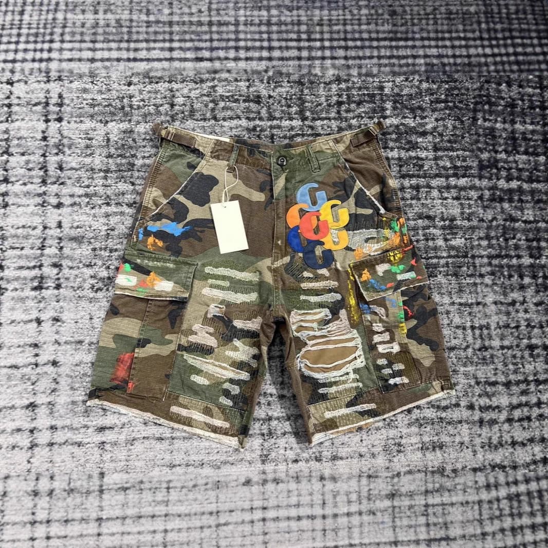 European and American Cross-Border Spring/Summer High Street Embroidered Gallery Dept Jeans Fashion Street Style Ripped Shorts