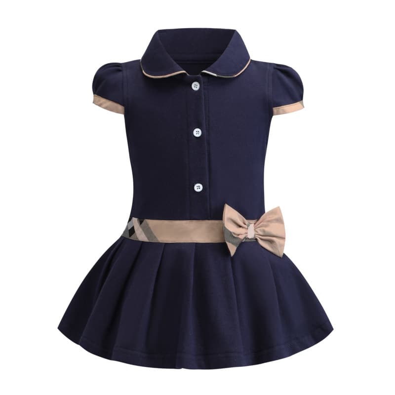 Dropshipping 2026 Spring/Summer New Style Plaid Contrast Color Pure Cotton Girls' Dress European and American Children's Fashion