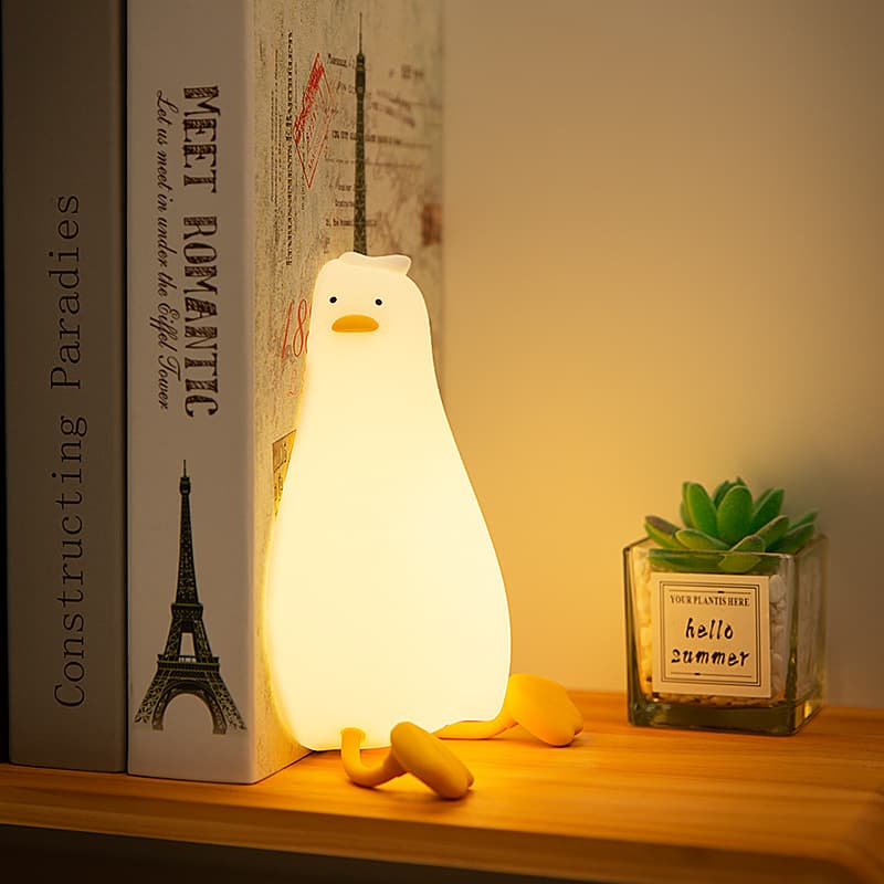 Egogo Lazy Duck Striving Duck Silicone Lamp, Atmosphere Feeding Night Light, 2-in-1 Phone Stand Slacker Duck