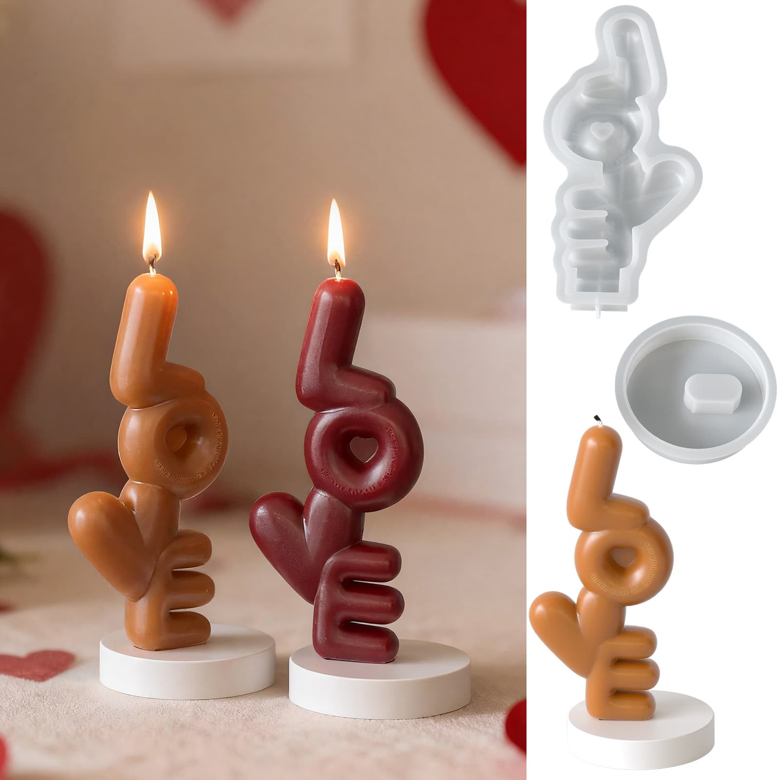 Cross-border Valentine's Day LOVE Letter Candle Decoration DIY Aromatherapy Love Decor Base Silicone Mold Wholesale