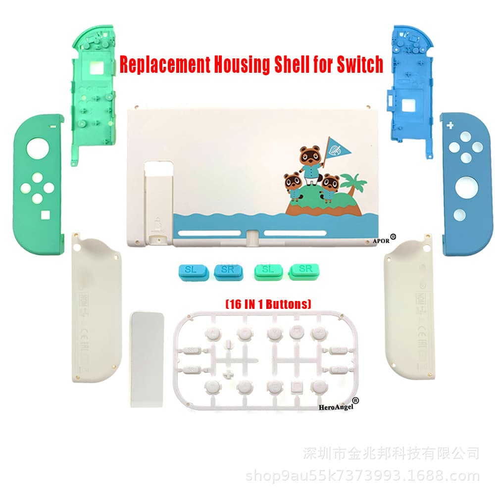 SWITCH host replacement case, non-protective case with dust filter, buttons, back cover bracket, Animal Crossing replacement case