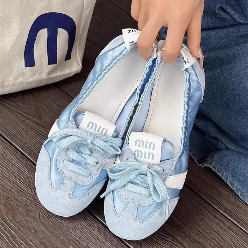 Ballet Flats for Women 2026 Spring Summer Soft Leather Soft Sole Breathable Slip-On White Shoes German Training Shoes Soft Leather Flats