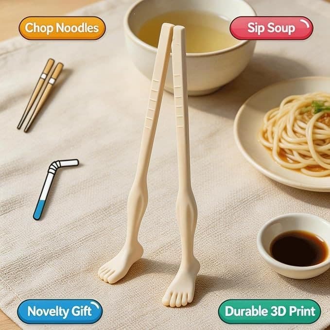 Cross-Border Amazon Creative Practical Novelty Foot Chopsticks with Straw Foot Chopsticks