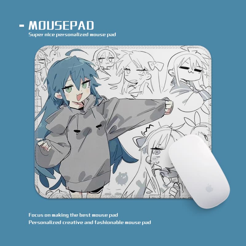Two-Dimensional Girl Mouse Pad for Boys and Girls Computer Desktop Pad for Learning, Office and Entertainment Small Keyboard Mouse Pad