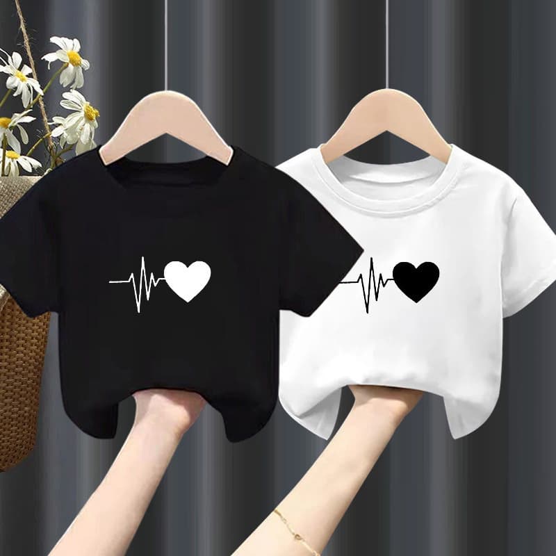 Girls Short Sleeve T-Shirt Summer 2026 New Cotton Boys White Top Summer Mid-Large Kids Fashionable Children's Clothing