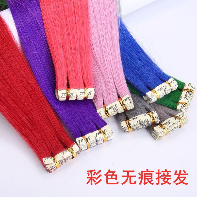 Colorful Seamless Hair Extensions for Women, Self-Adhesive Hair Patches, Invisible Hair Bundles, 6D Hair Extensions, Highlights, Hair Extension Pieces