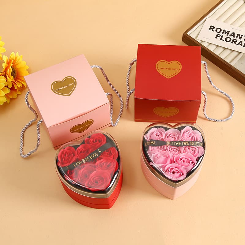 Cross-border Love Rose Jewelry Box Acrylic Preserved Flower Ring Accessory Storage Gift Box Valentine's Day Gift