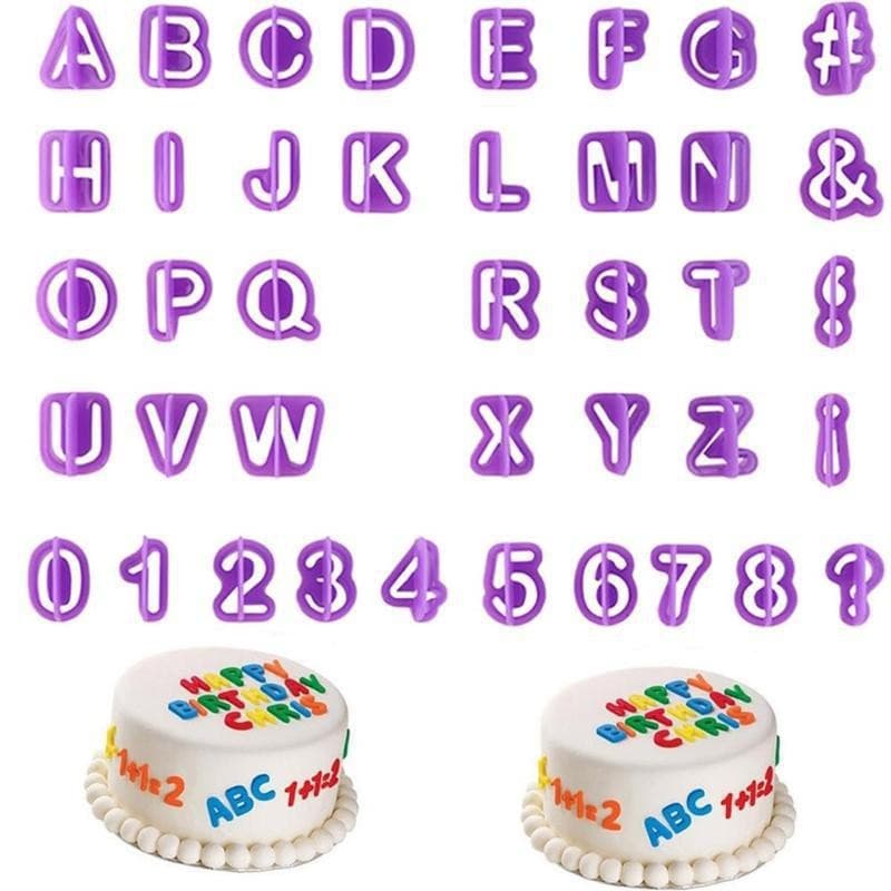 40PCs Alphabet Number Plastic Biscuit Mold Symbol Fondant Cake Decoration Printing Mold DIY Baking Tools