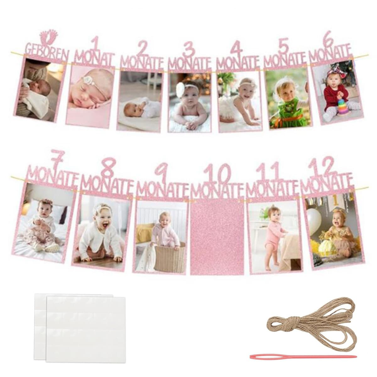 German Letter 1st Birthday Decoration Baby's First Birthday 12 Months French Photo Banner