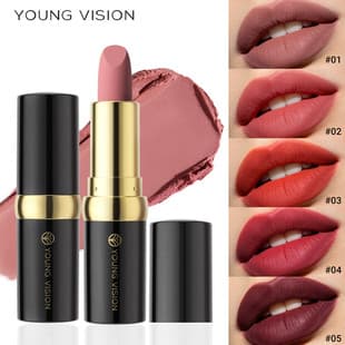 YOUNG VISION Matte Velvet Lipstick Matte Non-Dry 5-Color Black Tube Lipstick Cross-Border