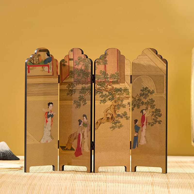 Desktop screen ornaments Han Palace Chunxiao picture creative lacquer Chinese double-sided screen living room study decoration gift box