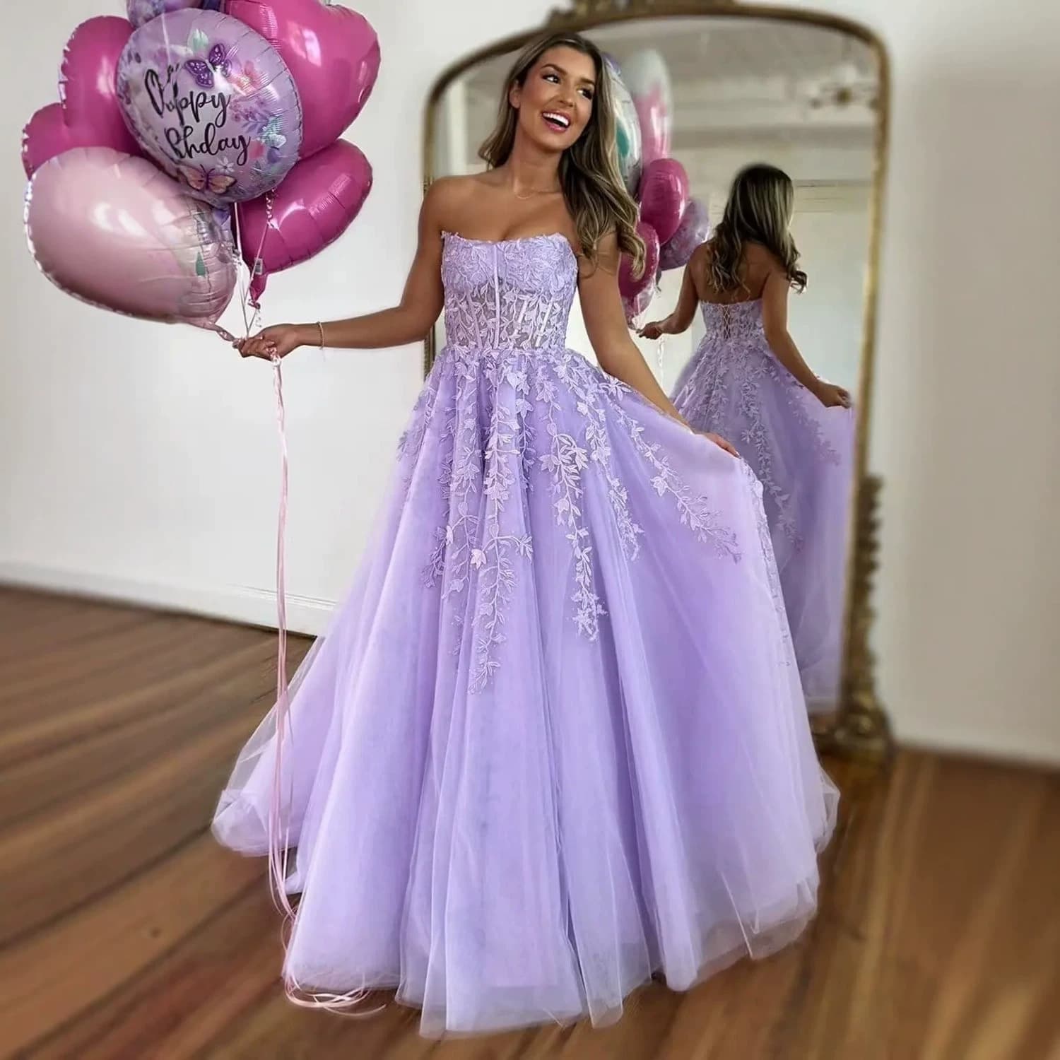 New European and American Evening Dress Off-Shoulder Long Gown Lace Embroidered Puffy Dress Foreign Trade Cross-Border Adult Ceremony Dress