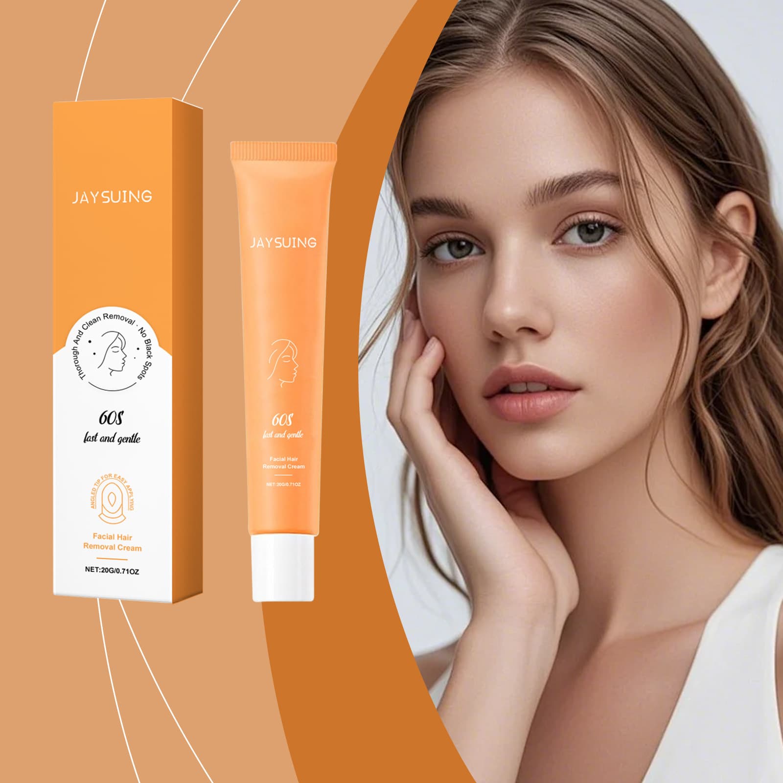 Jaysuing Aloe Vera Gentle Hair Removal Cream uses mild ingredients to cleanse, moisturize, and smooth facial skin.