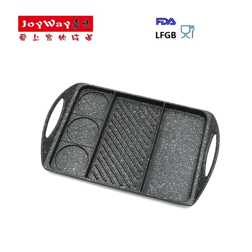 Factory Direct Three-Compartment Double-Ear Non-Stick Roasting Pan with Reinforced Bottom