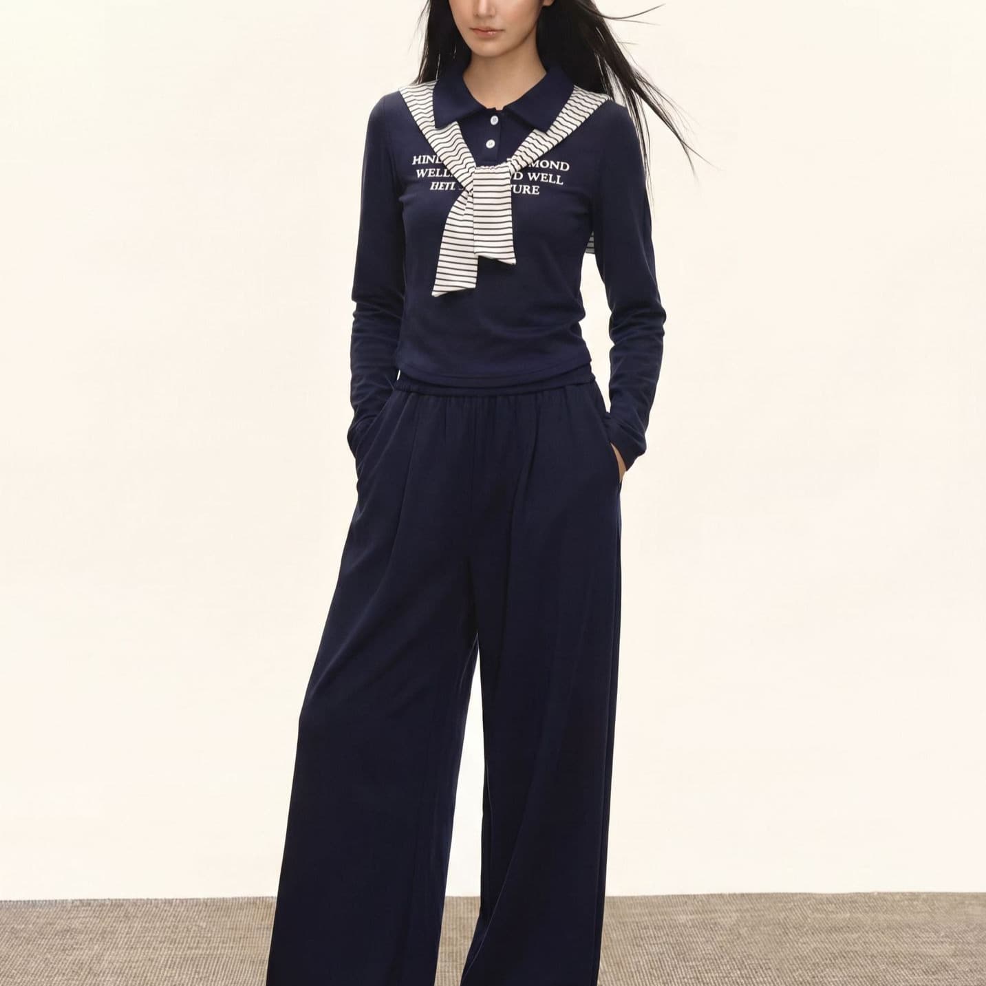 2026 New Korean-Style Women's Pant Set Casual Daily Versatile Set Elegant Long Sleeve and Long Pants Two-Piece Set for Women
