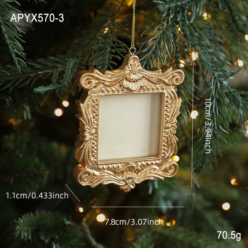 Cross-border Classic Square Oval Baroque Photo Frame Mini Small Photo Frame Christmas Tree Decoration Hanging Ornament