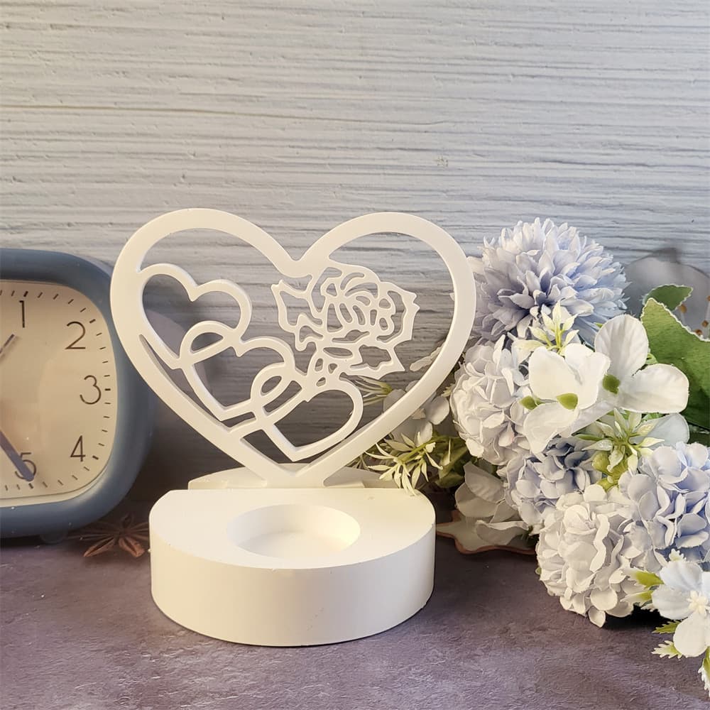 S0306R Heart with Three Hearts Inside Desktop Decoration Cement Plaster Mold DIY Silicone Mold
