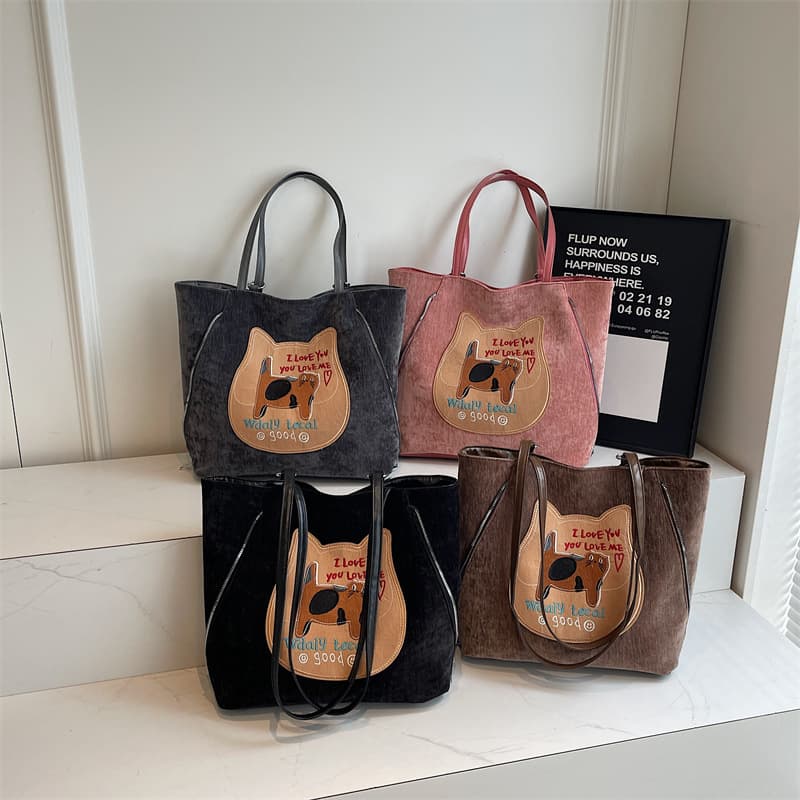 tote bag autumn and winter new cat large capacity tote bag women's casual high-end portable single shoulder backpack