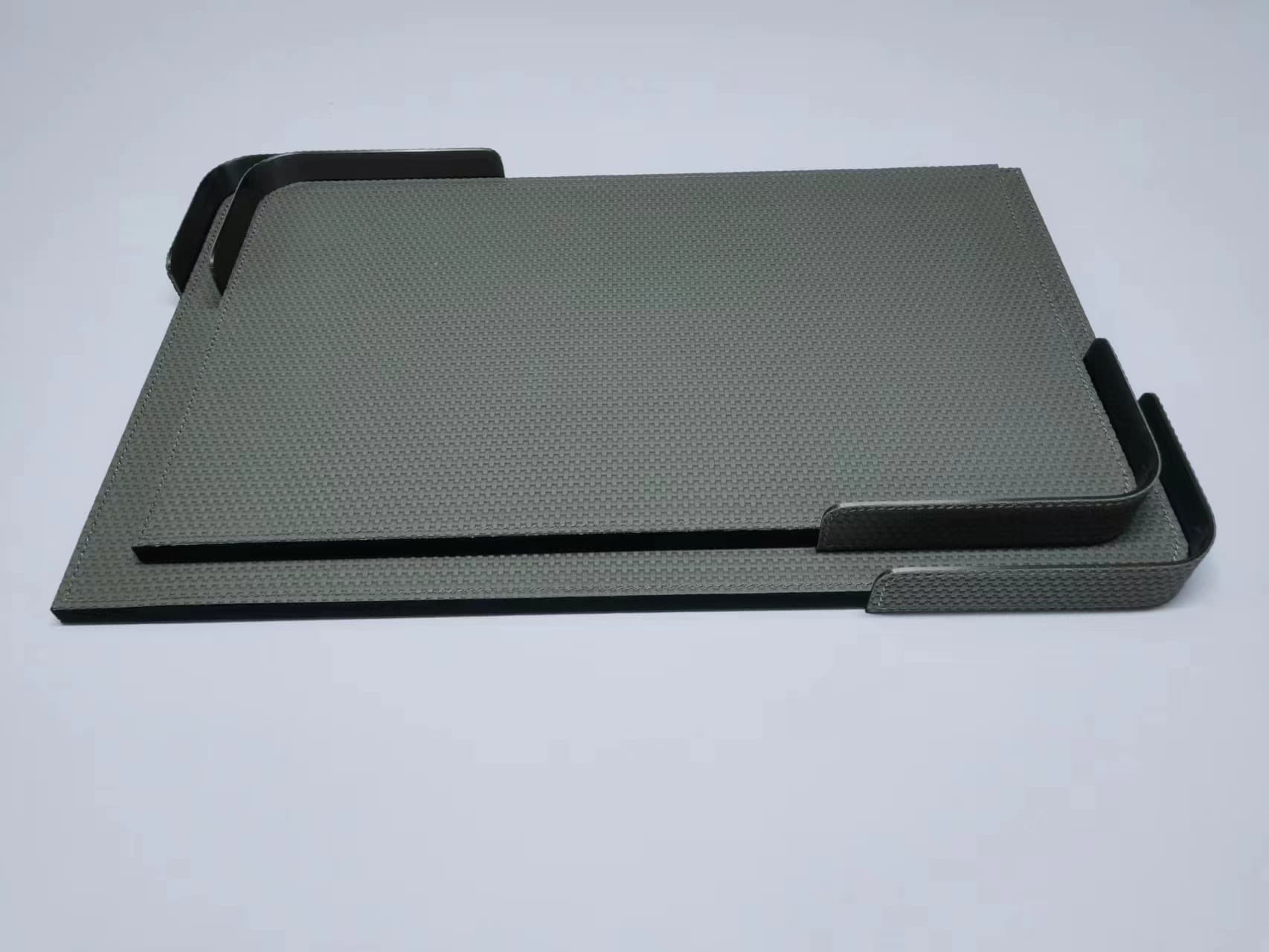 Modern Minimalist Metal Leather Weave Pattern Tray, Creative Ornament Storage Desktop Coffee Table Display for Hotel Showroom