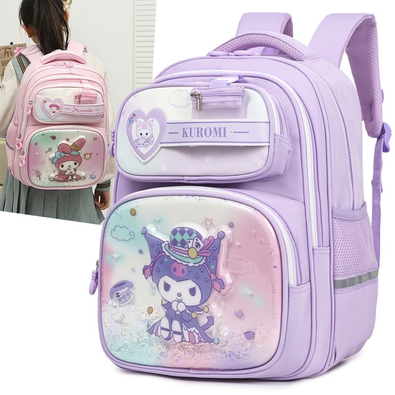 Cross-border Backpack 2026 New Primary School Backpack for Grades 1-3 Girls Children's Cartoon Kuromi Backpack