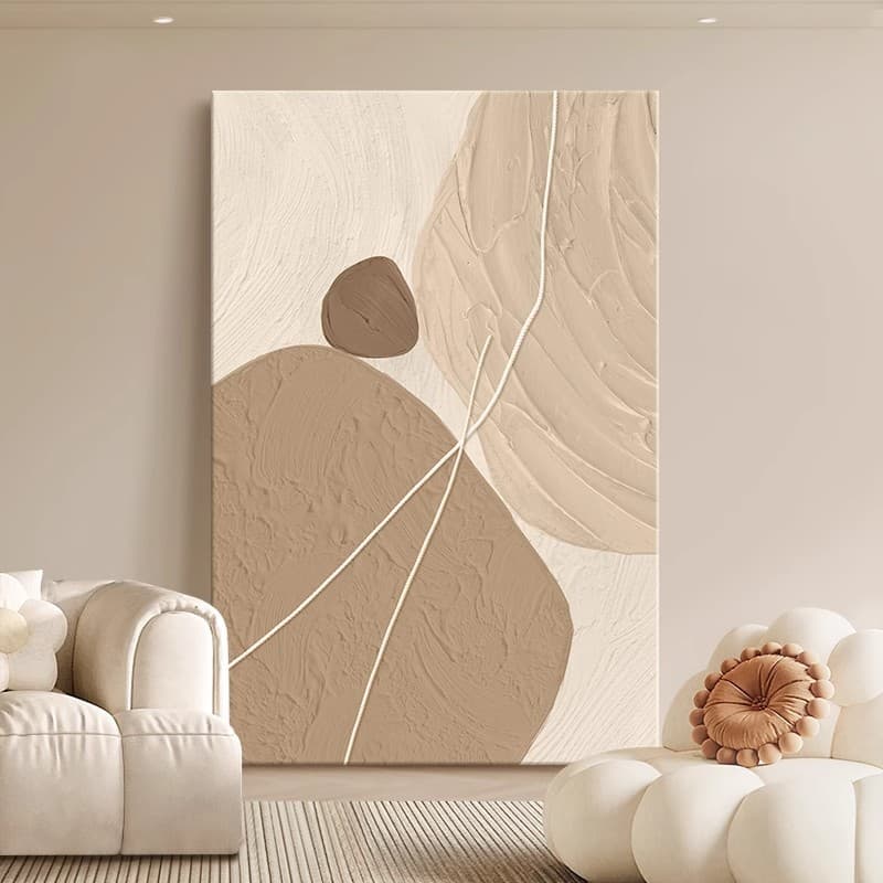 Stone Brings Luck Living Room Decorative Art Cream Style Sofa Background Floor-standing Texture Abstract Entryway Wabi-Sabi Wall Hanging