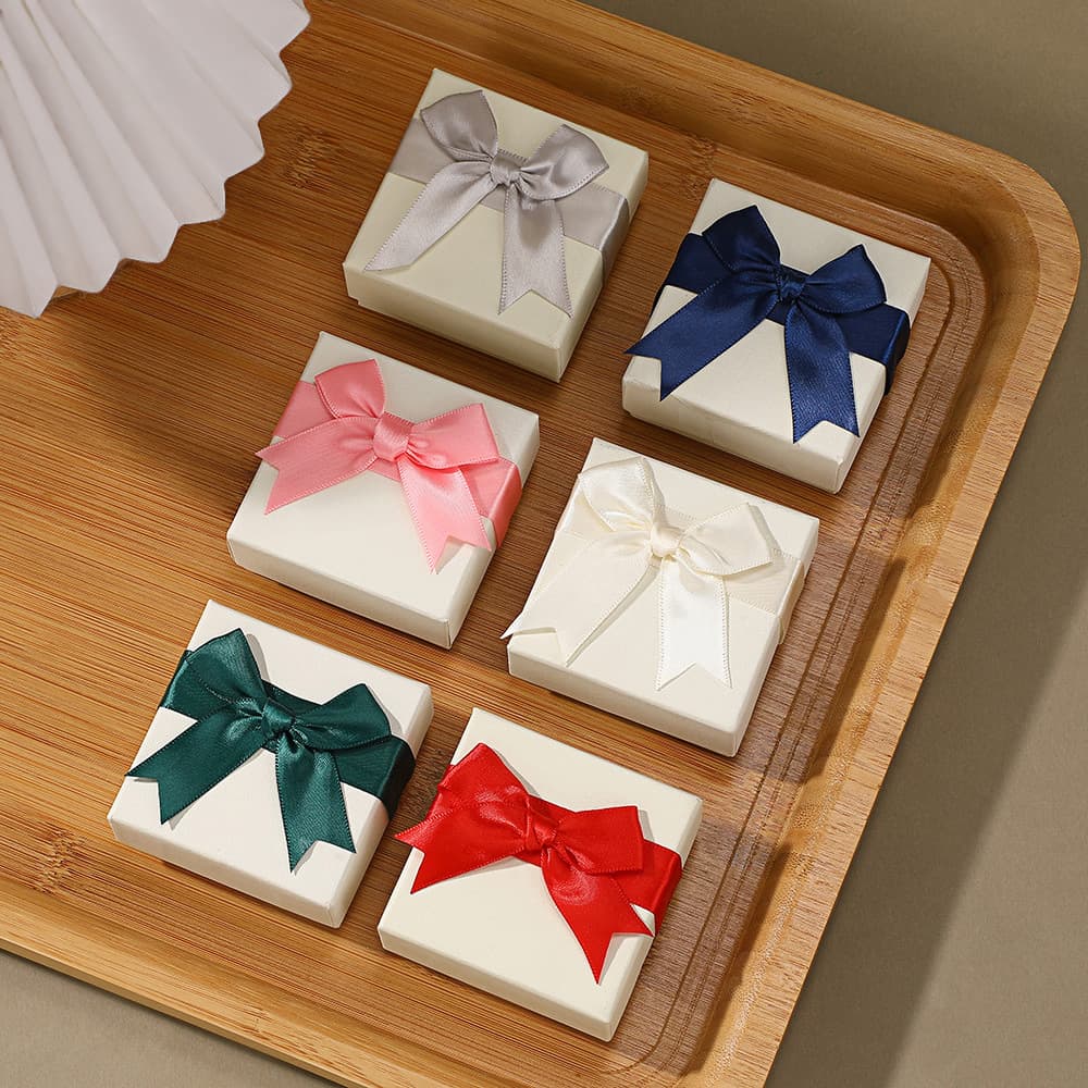 Internet Celebrity Bow Ribbon Gift Box, Earrings, Necklace, Jewelry Box, Storage Box, Heaven and Earth Cover Jewelry Packaging Box