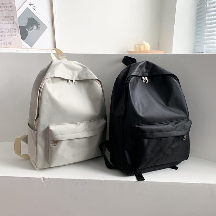 Solid Color Women's Double Shoulder Backpack Summer Simple Student Backpack Primary School Girl Backpack Foreign Trade Trendy Bag Wholesale