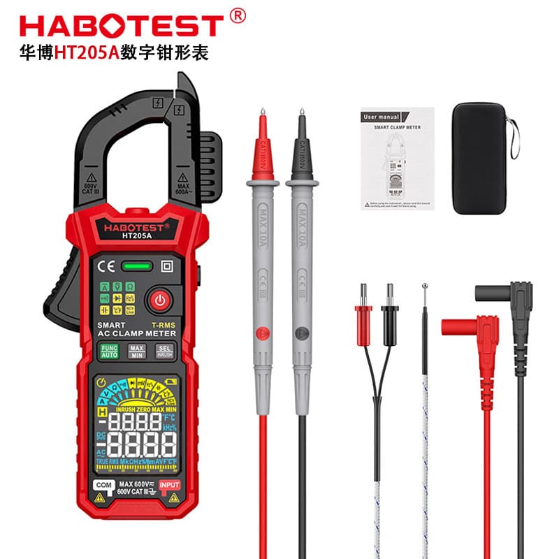 HT205A Digital Display High Precision 600A AC Clamp Ammeter Automatic Smart Clamp Multimeter