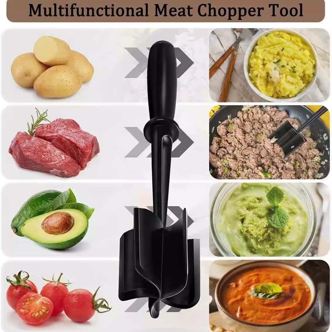 Cross-border new product handheld meat chopper, meat masher, rice mixing and grinding spatula