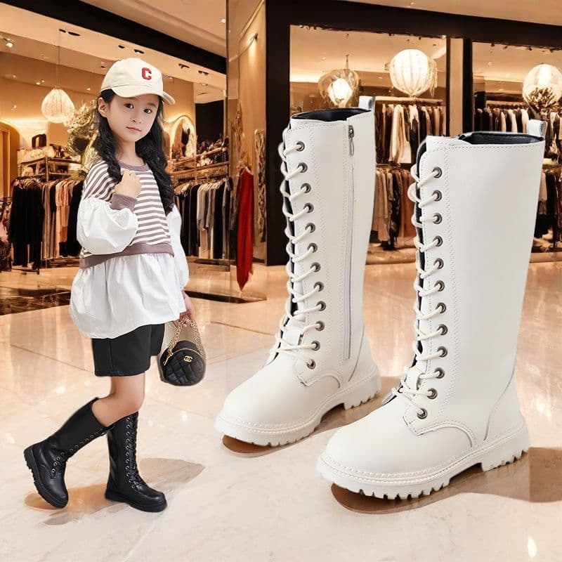 Girls' Over-the-Knee Boots for Autumn and Winter, Catwalk Performance Boots, Children's Fashion Princess High-Top Boots
