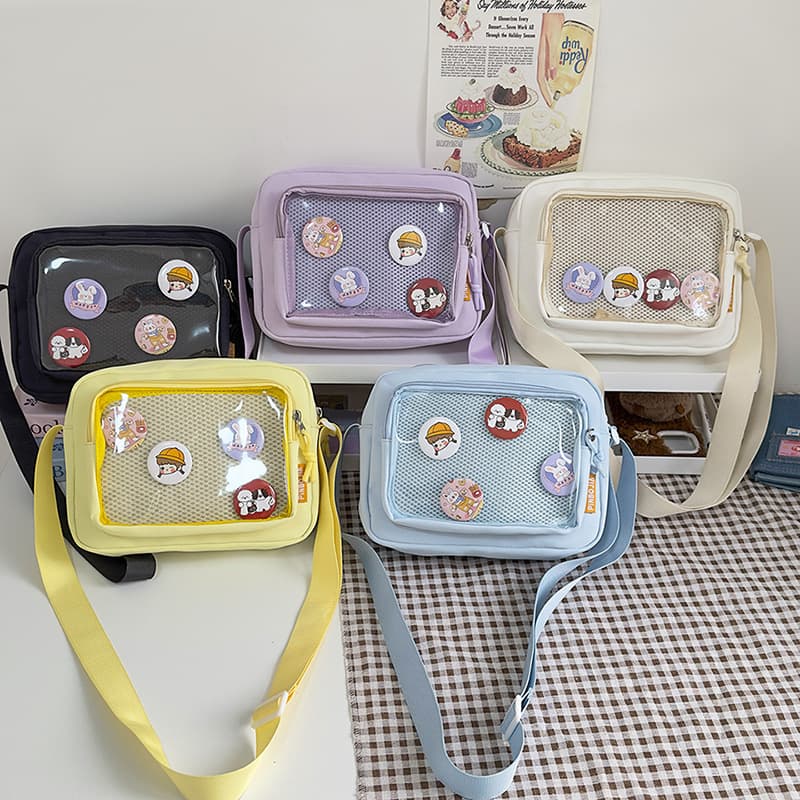 Japanese girl ins transparent pain bag cute Harajuku style shoulder bag female sweet and cute girl casual crossbody bag