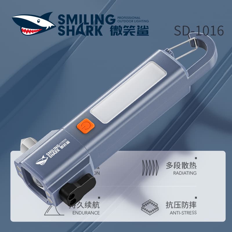 Multifunctional Zoom Flashlight with Magnetic Base, Window Breaker, Cutter, COB Flood Side Light