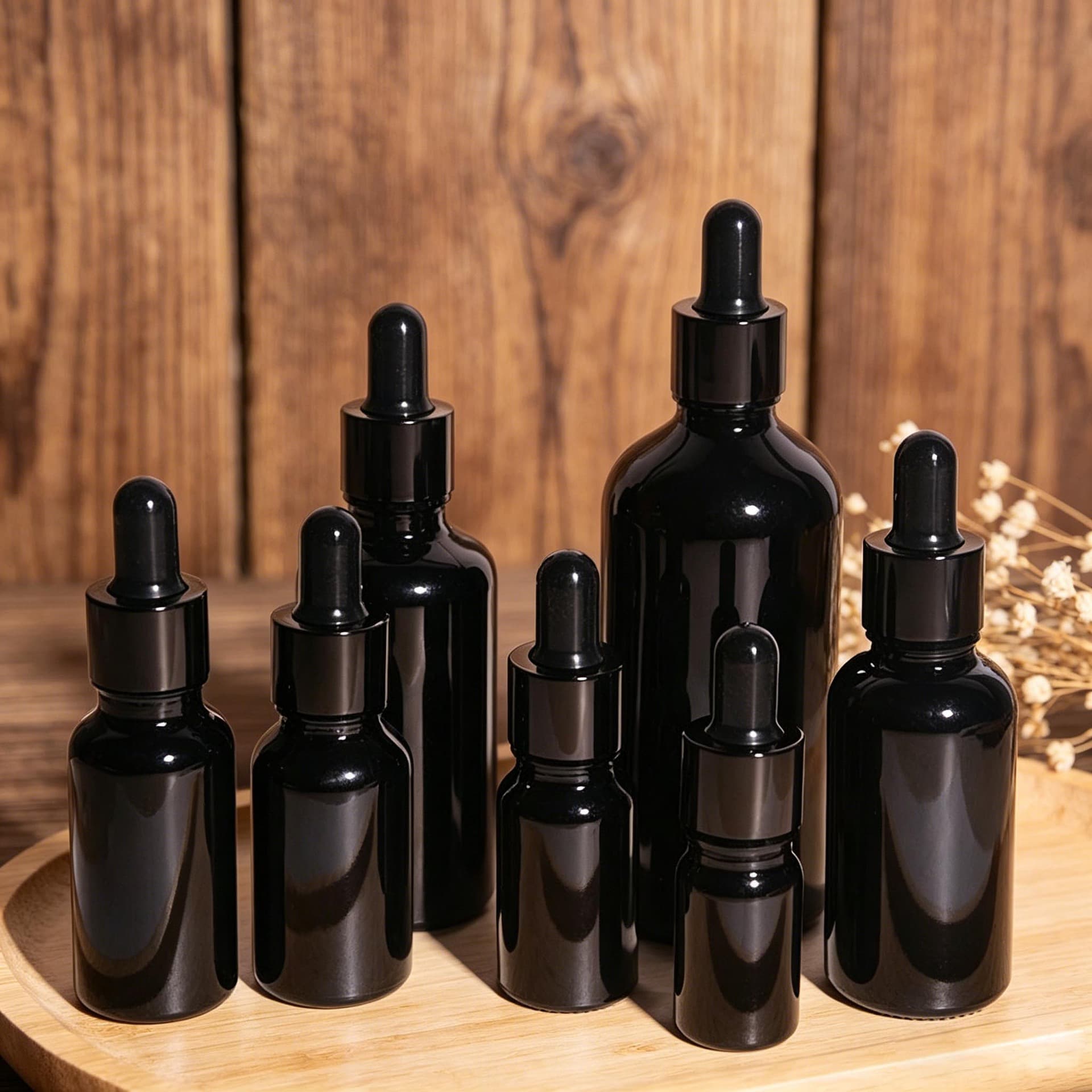 Premium Essential Oil Bottle 5-100ml Black Glass Dropper Bottle Essential Oil Serum Dropper Refill Bottle In Stock