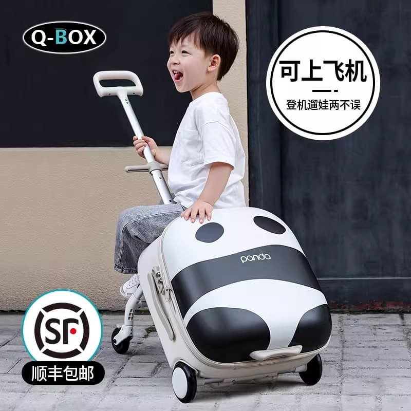 QBOX Cross-border Luggage Kids Ride-on Suitcase, Toddler Ride-on Carry-on Luggage, Baby Pulling Suitcase, Travel Case